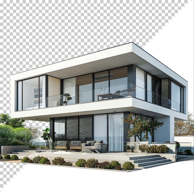 PSD modern house isolated on transparent background
