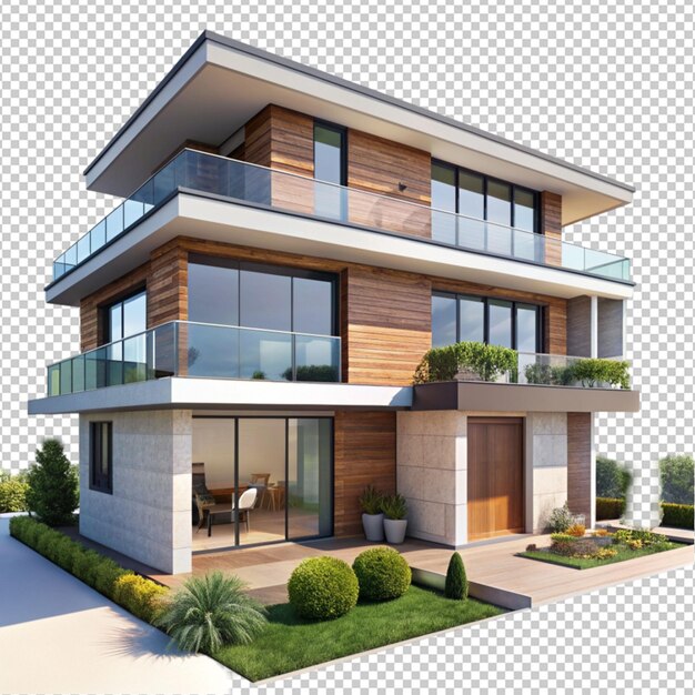 PSD modern house isolated on transparent background