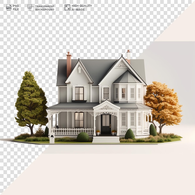 Modern house isolated on transparent background