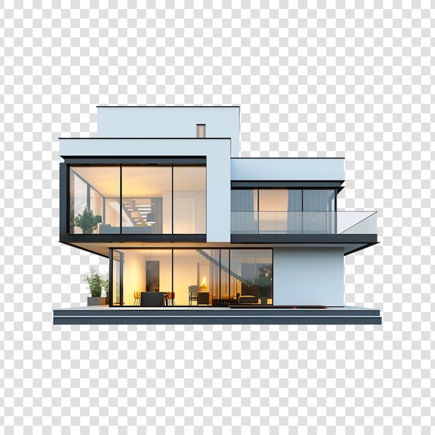 PSD modern house isolated on transparent background