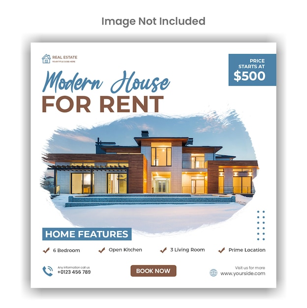 Modern house rent social media or instagram post design