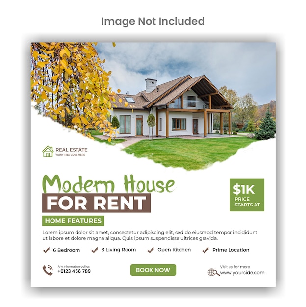 PSD modern house rent social media or instagram post design