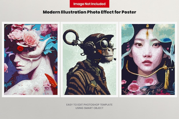 PSD modern illustration photo effect for poster