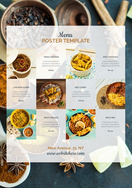 PSD modern indian food poster template