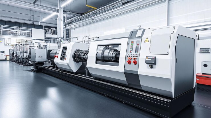 PSD modern industrial factory with advanced machinery and clean environment