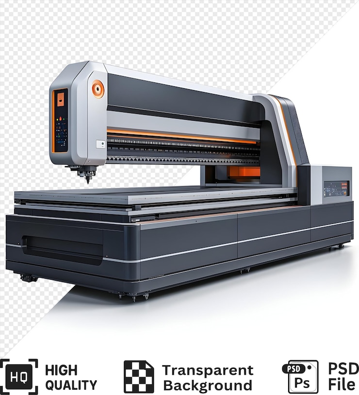 PSD modern industrial printing machine with cuttingedge technology isolated on a transparent background