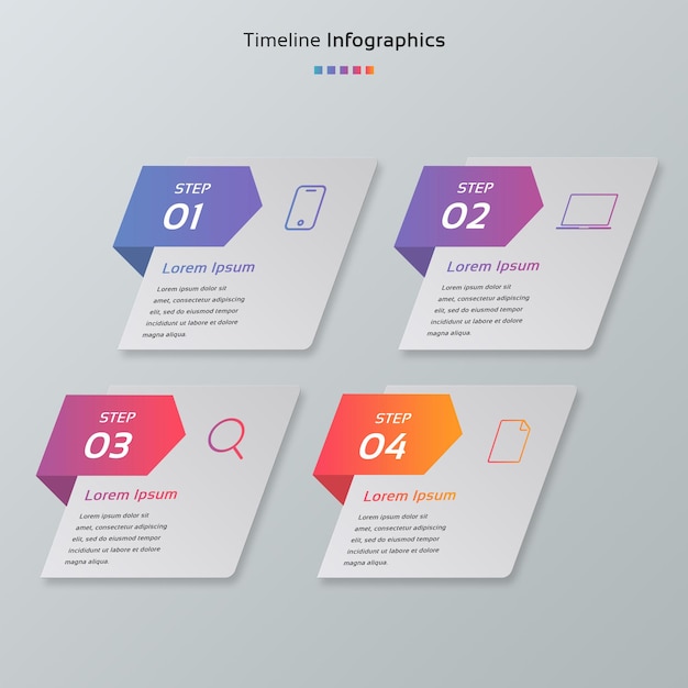 Modern infografikmall med design i fyra steg