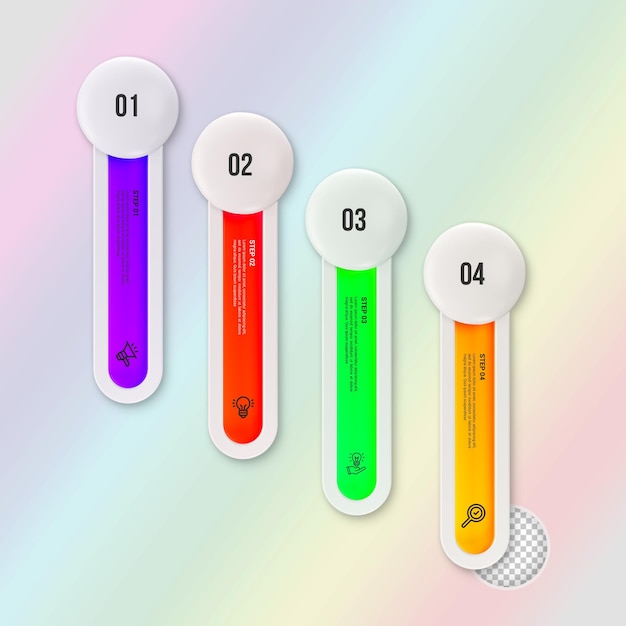 Modern Infographic Template for Business with Multi steps multicolor labels 3d rendering