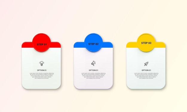 Modern Infographic Template for Business with Multi steps multicolor labels 3d rendering