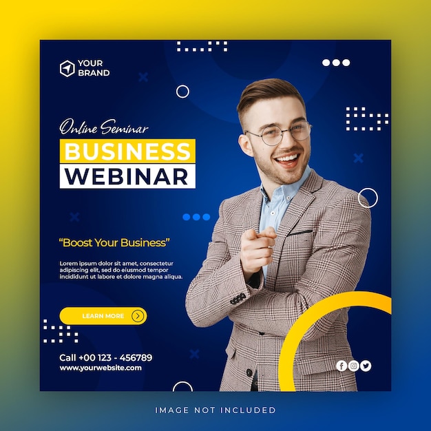 PSD オンライン セミナー ビジネスまたは企業セッションをテーマにした最新の instagram 投稿テンプレート