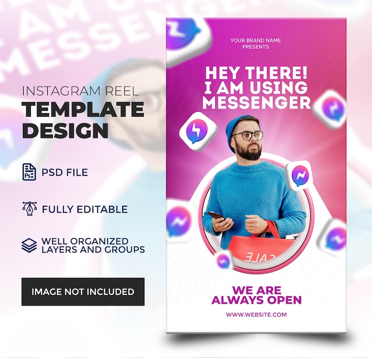 PSD современный шаблон истории instagram для messenger шаблон плаката для историй социальных сетей