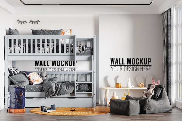 Modern interieur kinderen slaapkamer muur Mockup