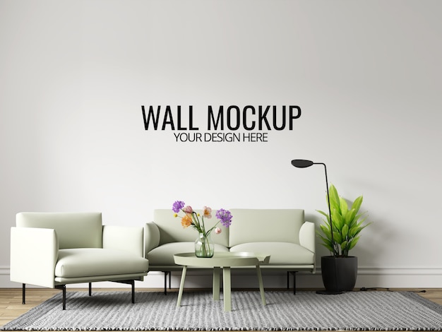 Modern interieur woonkamer muur achtergrond Mockup met meubels en inrichting