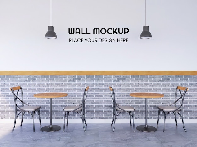 PSD modern interior cafe wallpaper mockup