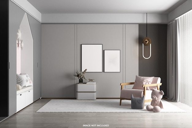 modern interior design in 3d rendering