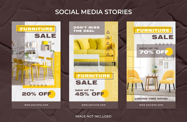 Modern interior furniture sale instagram stories social media template