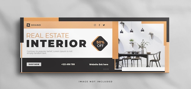 PSD modern interior home for sale real estate facebook cover banner