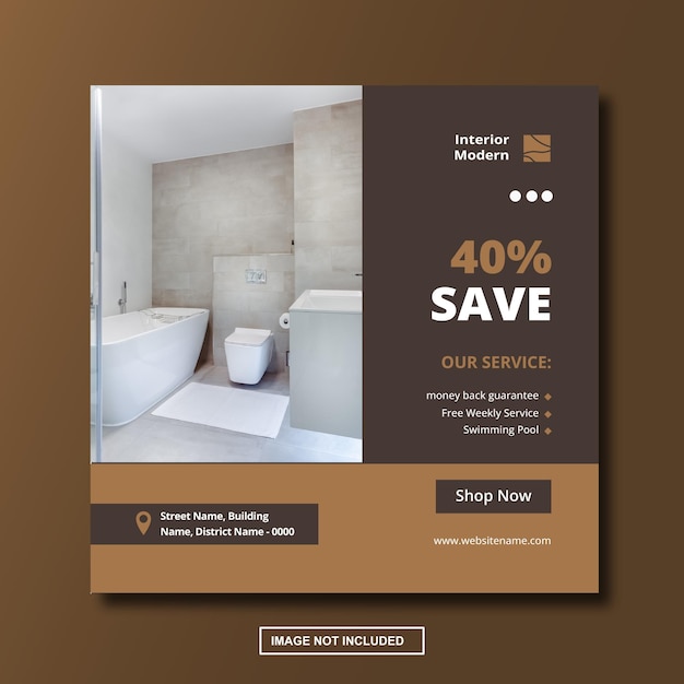 Modern interior instagram post social media template