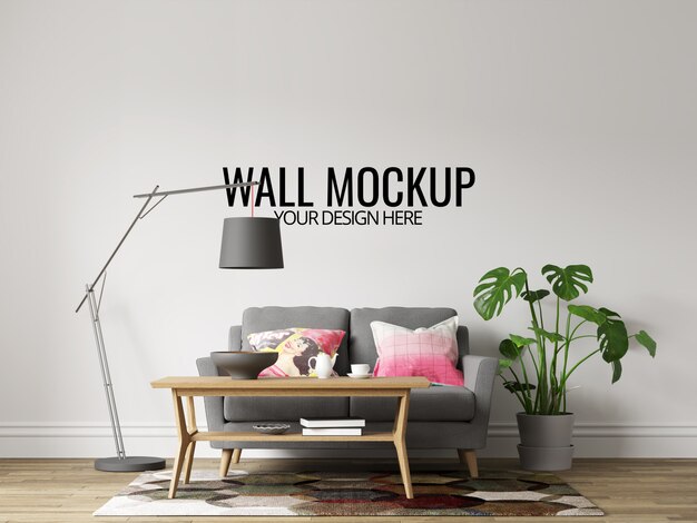 Moderna interior interior wall mockup sfondo con mobili e decorazioni