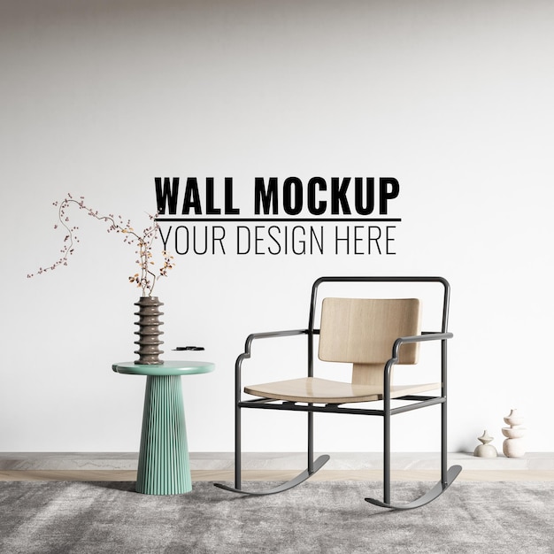 Modern interior wall mockup  3d illustration 3d render