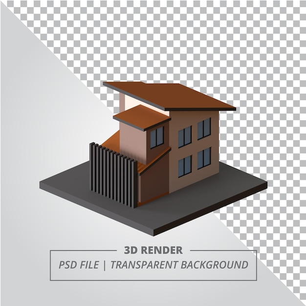 PSD modern isometric house 3d render