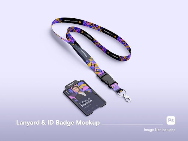 Modern Isometric Isolated Lanyard and ID Badge Mockup