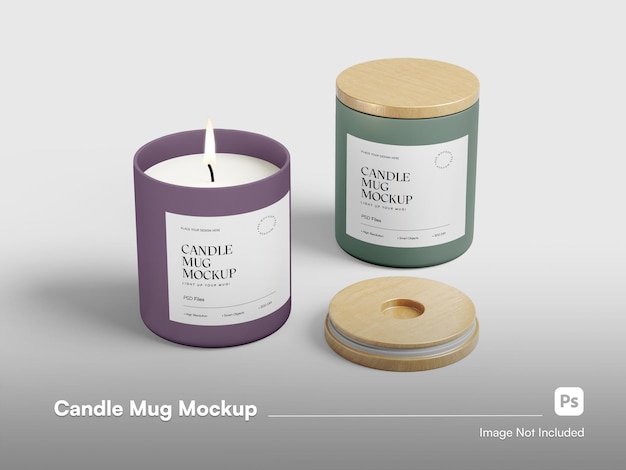 Moderna isometrica scented candle mug mockup 3d isolato psd