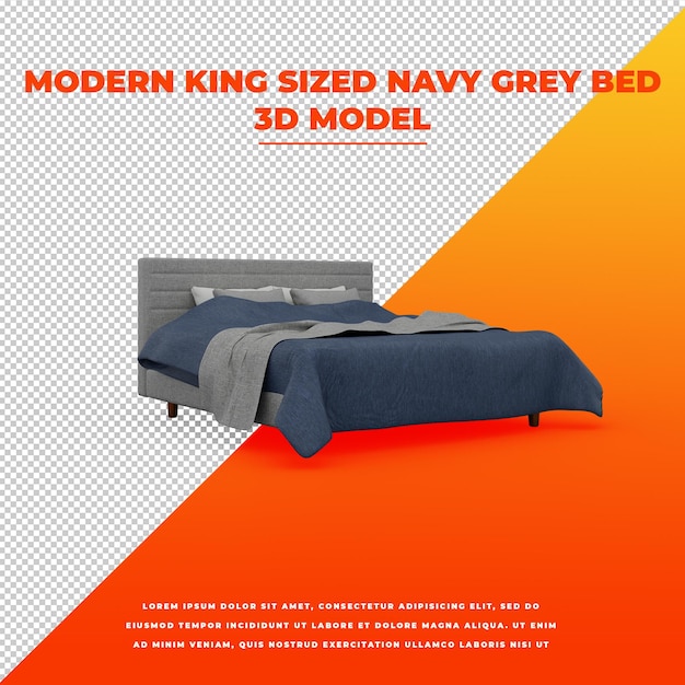 Modern king sized navy grey bed