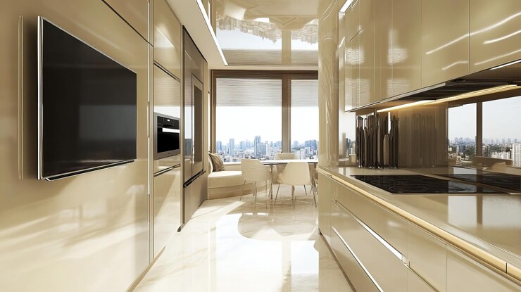 PSD modern kitchen with city view
