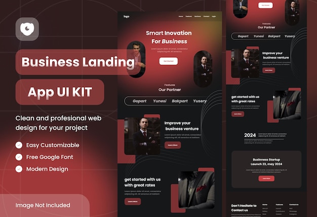 Modern landing page website mockup