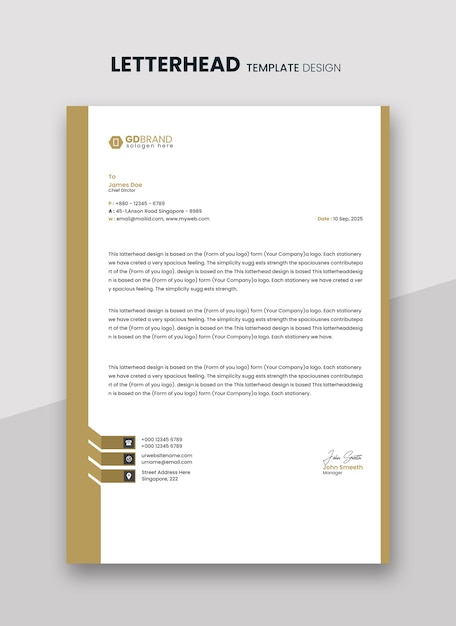 PSD modern letterhead template design