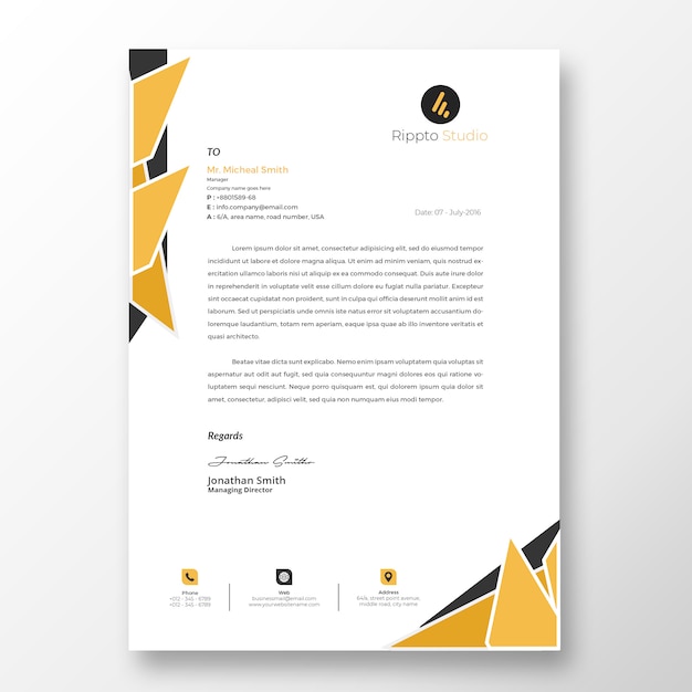 Modern letterhead template psd