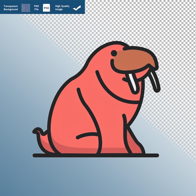 PSD modern line icon yodeling walrus vector illustration png