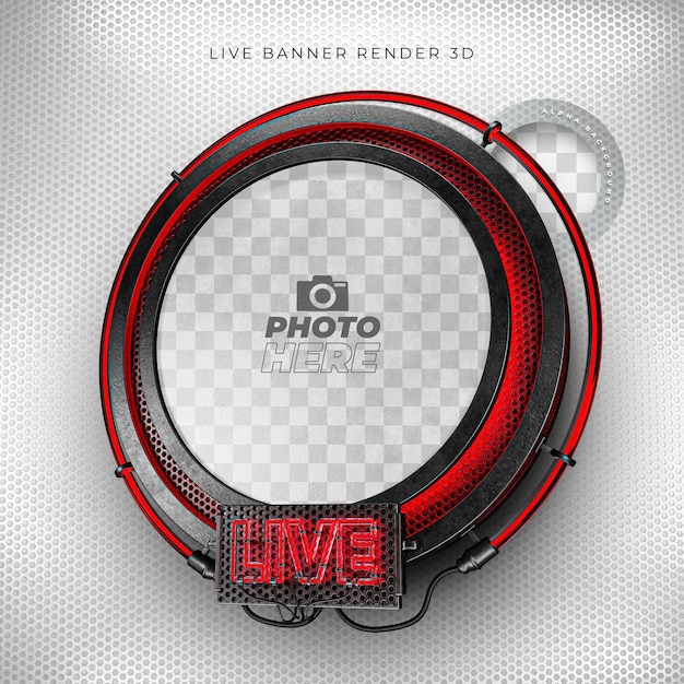 Современный Live 3d реалистичный значок с неоновой и красно-черной сеткой