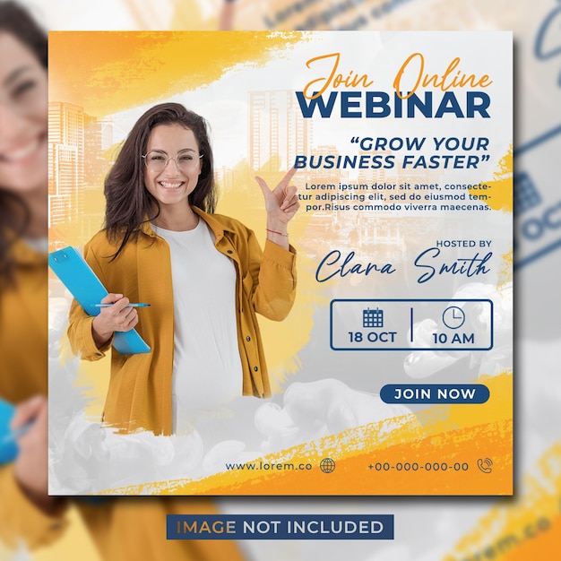 Modern live webinar flyer social media post template banner