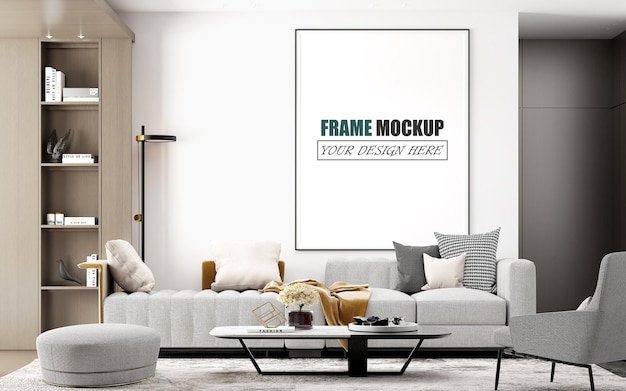 Modern living room design frame mockup