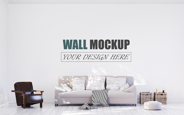 Modern living room design wall mockup