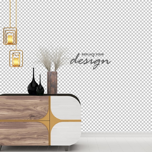 PSD mockup di decorazione soggiorno moderno e divano