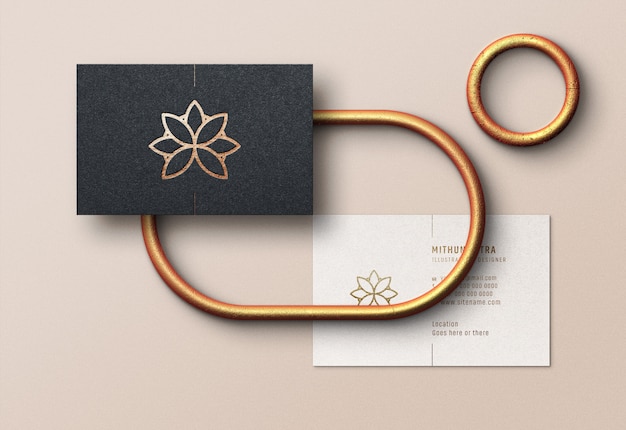 Modern logo mockup on black business card