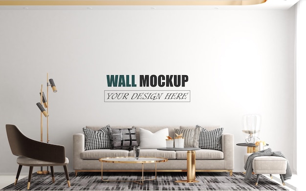 Modern and luxurious living room wall mockup