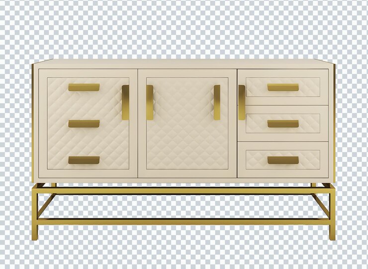 Modern luxury beige golden cabinet. Transparent.