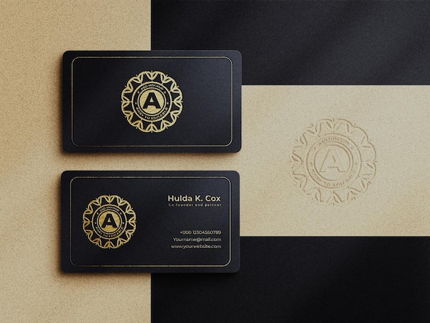 Modern  luxury business card mockup  and gold effect logo