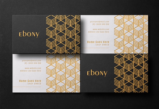 PSD modern & luxury business card mockup with gold letterpress and emboss effect