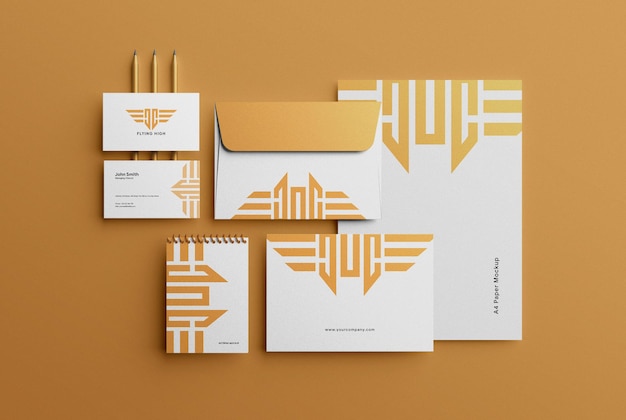 Modern luxury corporate stationary branding identity mockup scene creator