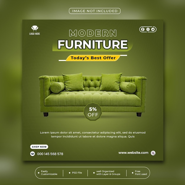 Modern luxury Furniture product sale promotional social media post banner design template