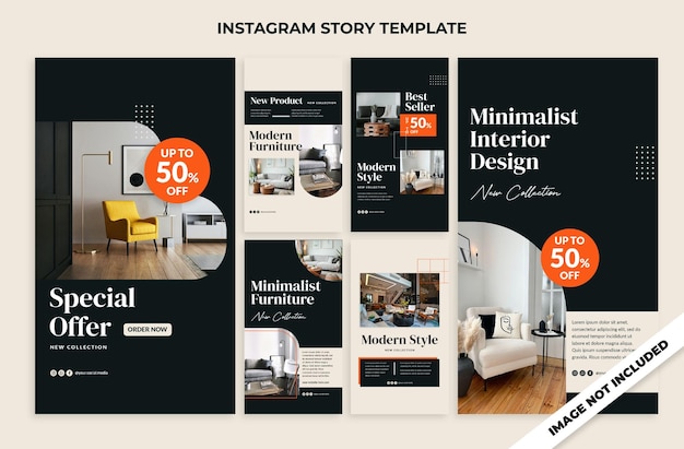 PSD modern amp luxury furniture template story design bundle