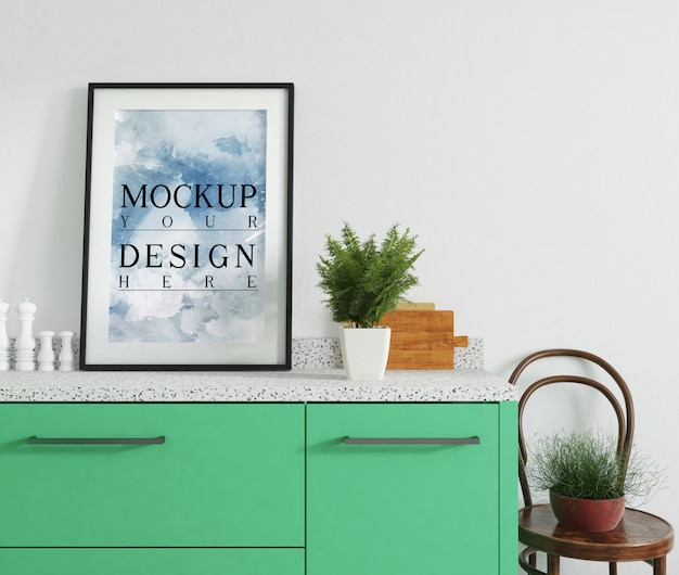 Modern luxury kitchen design with mockup poster