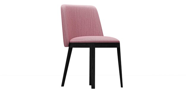 PSD modern and luxury pink chair with black wooden legs isolated on white background