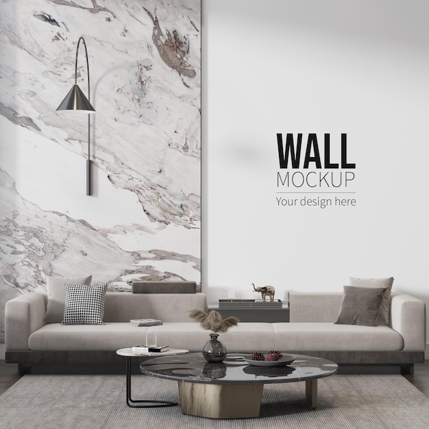 Современный макет стены роскошной комнаты в 3d-рендеринге