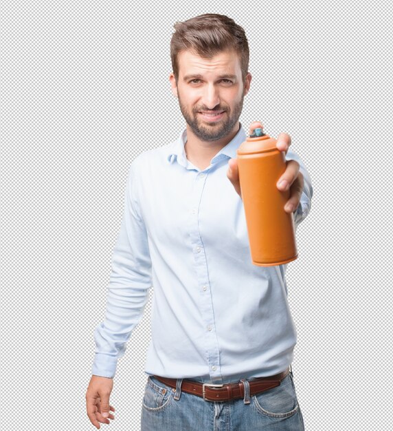 PSD modern man with spray bottle